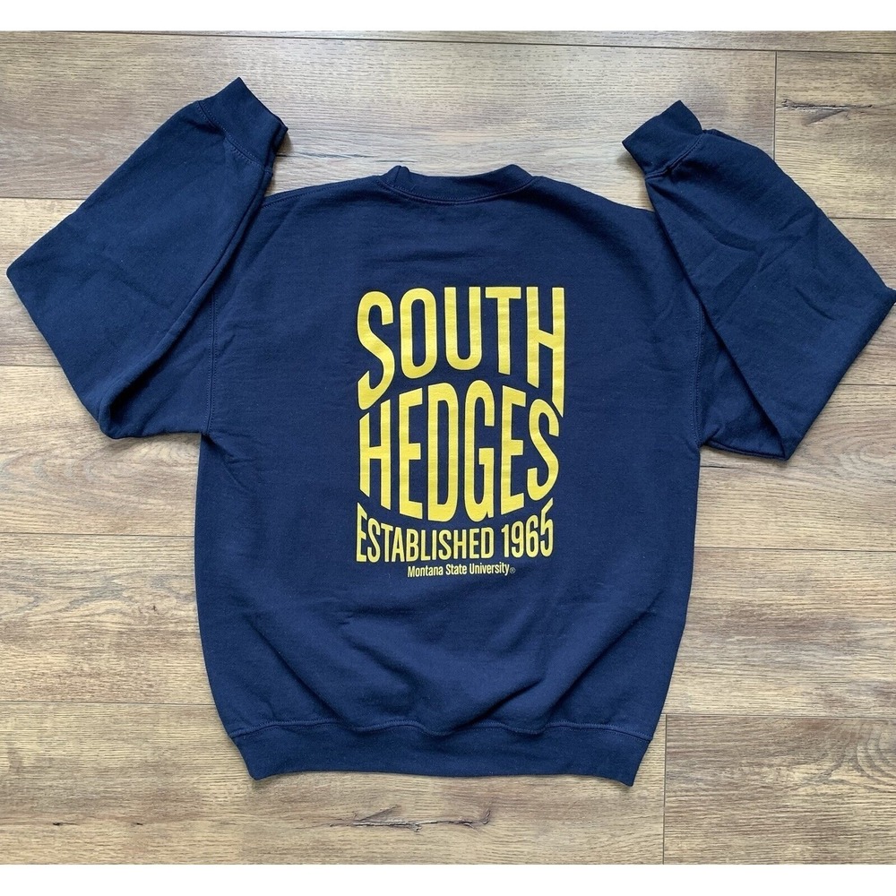 MSU South Hedges Bozeman Montana Size Medium Blue & Yellow Crewneck Sweatshirt